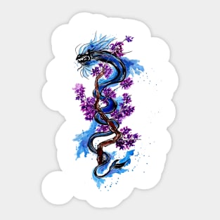 Blue Dragon Purple Blossoms Sticker